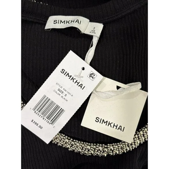 SIMKHAI Fiamma Tank Midi Dress in Black Small New Womens Long Maxi Gown